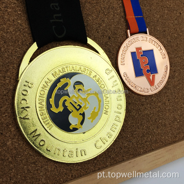 Medalhas personalizadas de ouro esportivo personalizado, prata e bronze